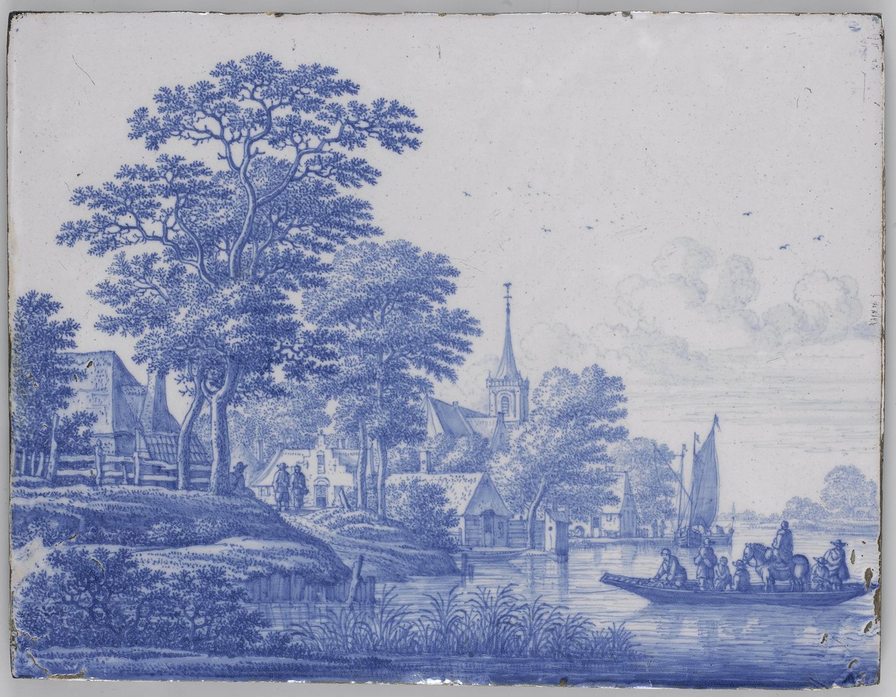 带有河流景观的长方形牌匾 作者 Frederik van Frytom（归属于）