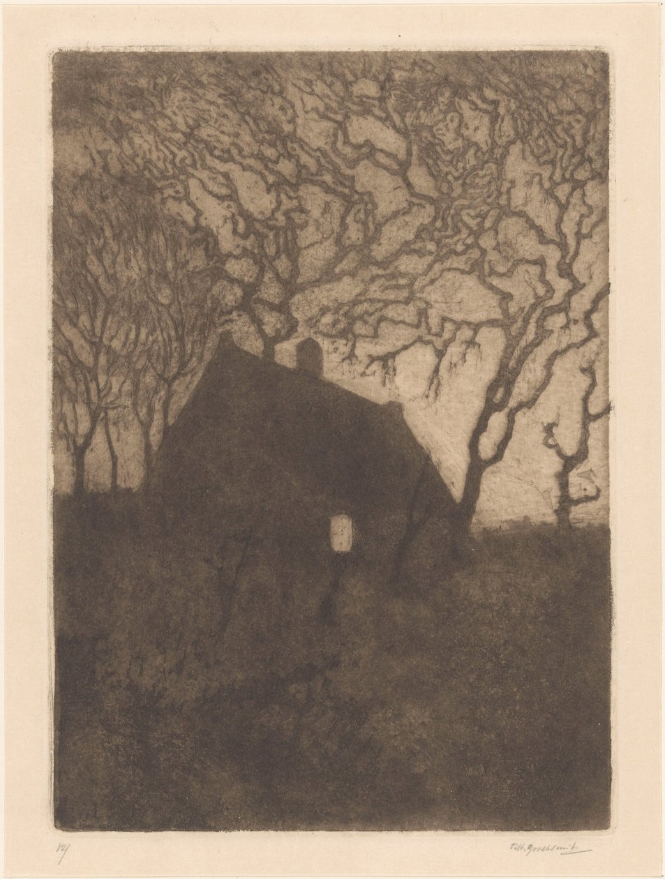 夜晚的房子 作者 Frederika Henriëtte Broeksmit（艺术家签名）