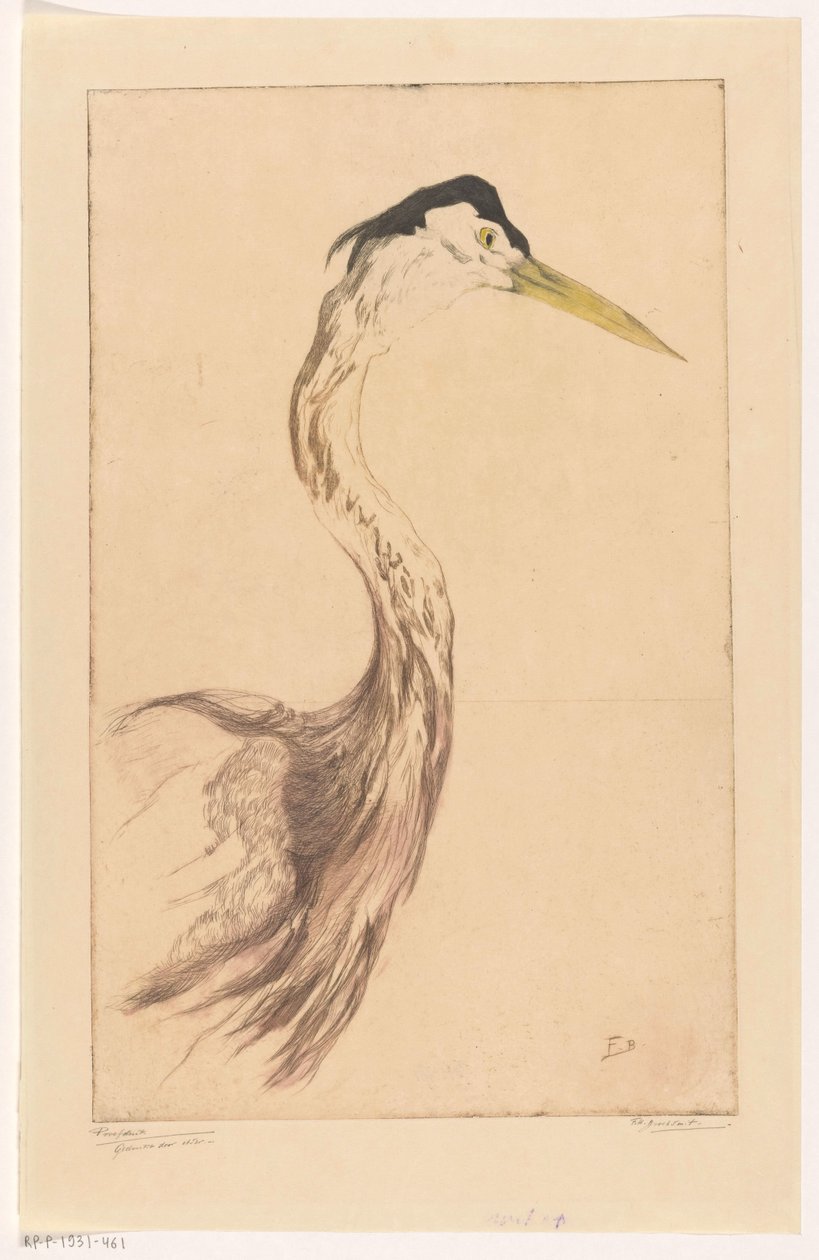 苍鹭 作者 Frederika Henriëtte Broeksmit（艺术家签名）