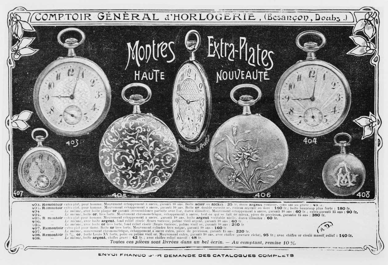 FOB手表广告，Comptoir General dhorlogerie，c.1900 作者 法国摄影师