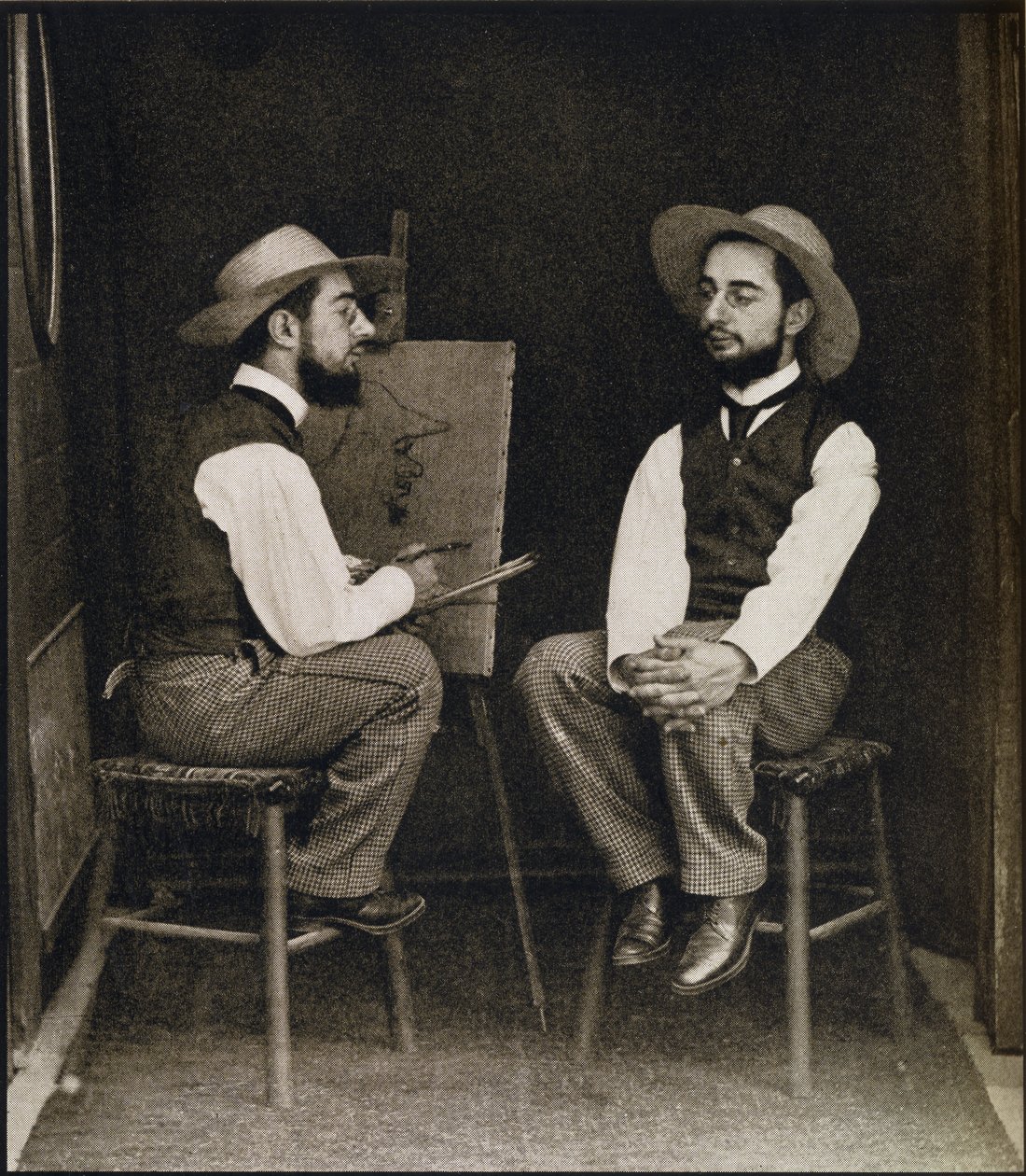 Toulouse-Lautrec的双重肖像，来自Gerstle Mack的&39;Toulouse-Lautrec&39;，1938年出版 作者 法国摄影师