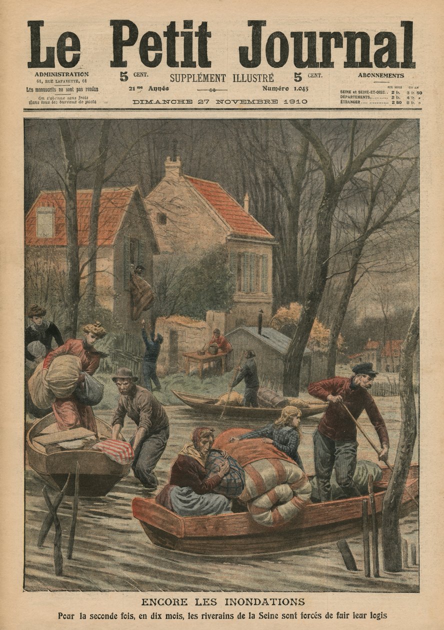 再次泛滥，来自&39;Le Petit Journal&39;的插图，补充说明，1910年11月27日 作者 法国摄影师