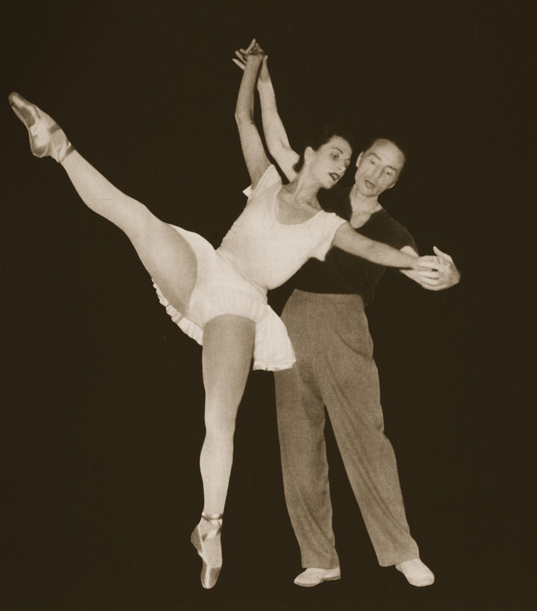 George Balanchine与Tamara Toumanova，来自蒙特卡洛大芭蕾舞团，1949年（照片制作） 作者 法国摄影师