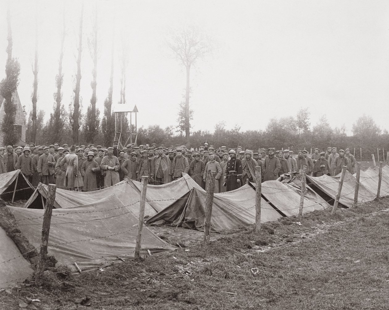 1918年3月6日，在比利时阵线的Reigersvliet的德国囚犯 作者 法国摄影师
