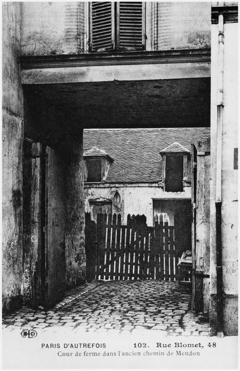 明信片描绘Rue Blomet，巴黎，c.1900 作者 法国摄影师