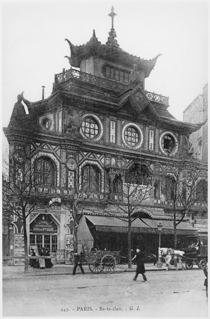 描绘咖啡馆音乐会Ba-ta-clan的明信片，后来拼写Bataclan，50 Boulevard Voltaire，巴黎，c.1900 作者 法国摄影师