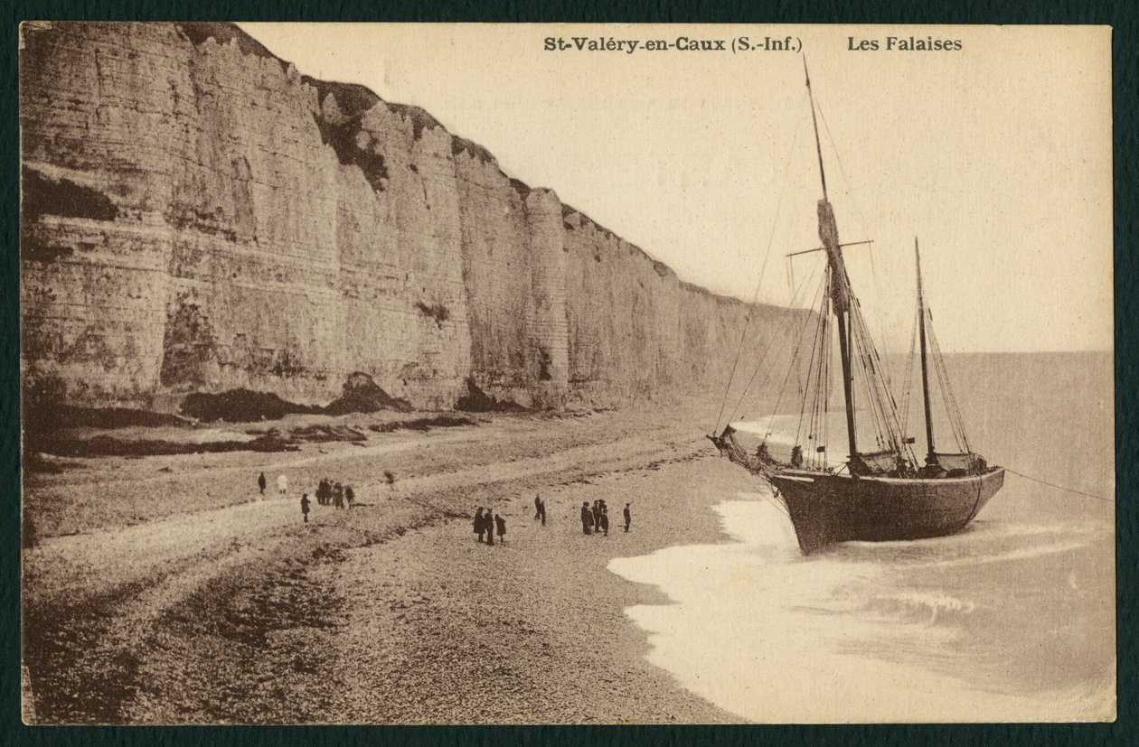 明信片描绘在Saint-Valery-en-Caux，c.1900的悬崖 作者 法国摄影师