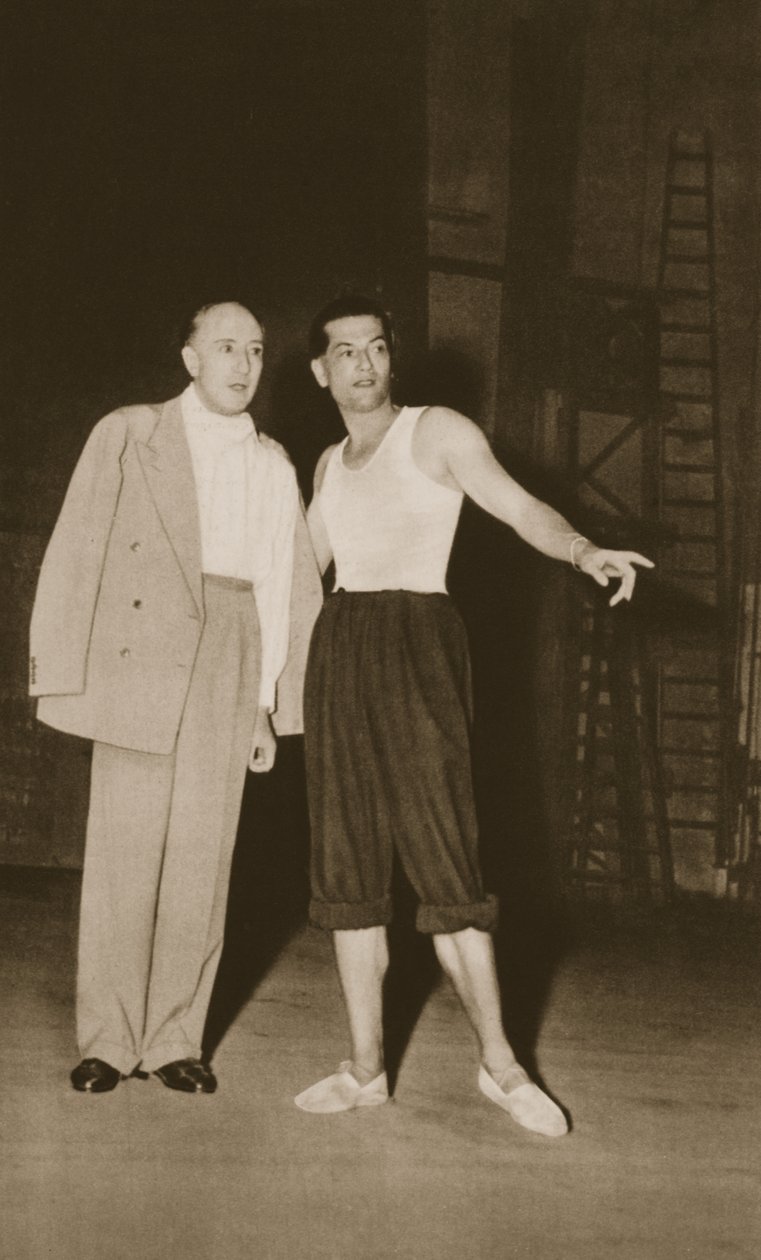 1949年蒙特卡洛大芭蕾舞团蒙特卡洛剧院的Serge Lifar和Marquis de Cuevas（照相凹版） 作者 法国摄影师