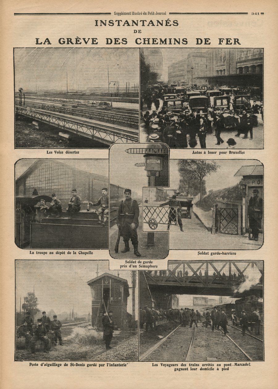 铁路罢工的快照，来自&39;Le Petit Journal&39;的插图，补充说明，1910年10月23日 作者 法国摄影师