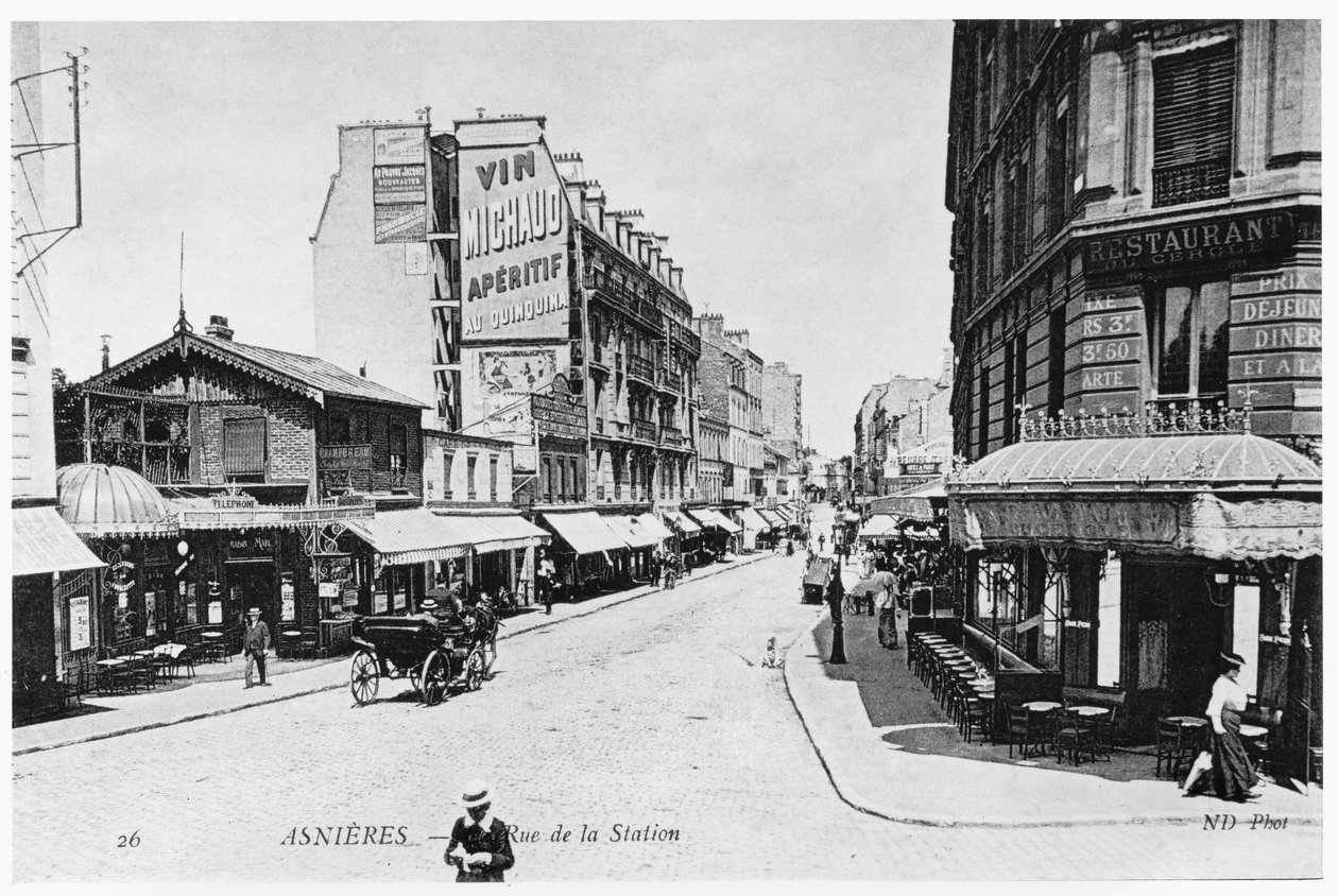 Asnieres，Station Street，c.1900的视图 作者 法国摄影师