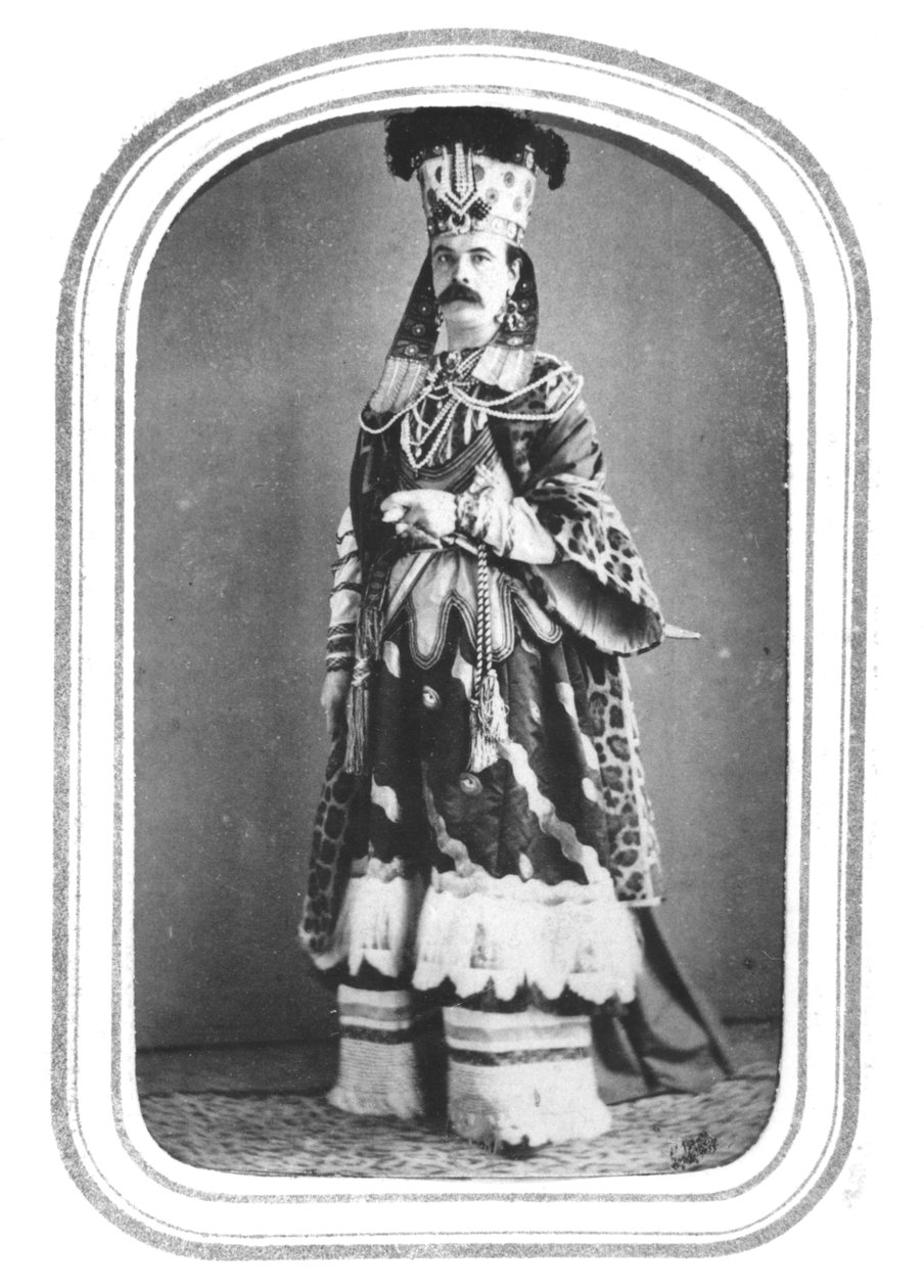 Charles Frederick Worth（1825-95）的化装舞会服装卡片，c。 1860 作者 法国摄影师