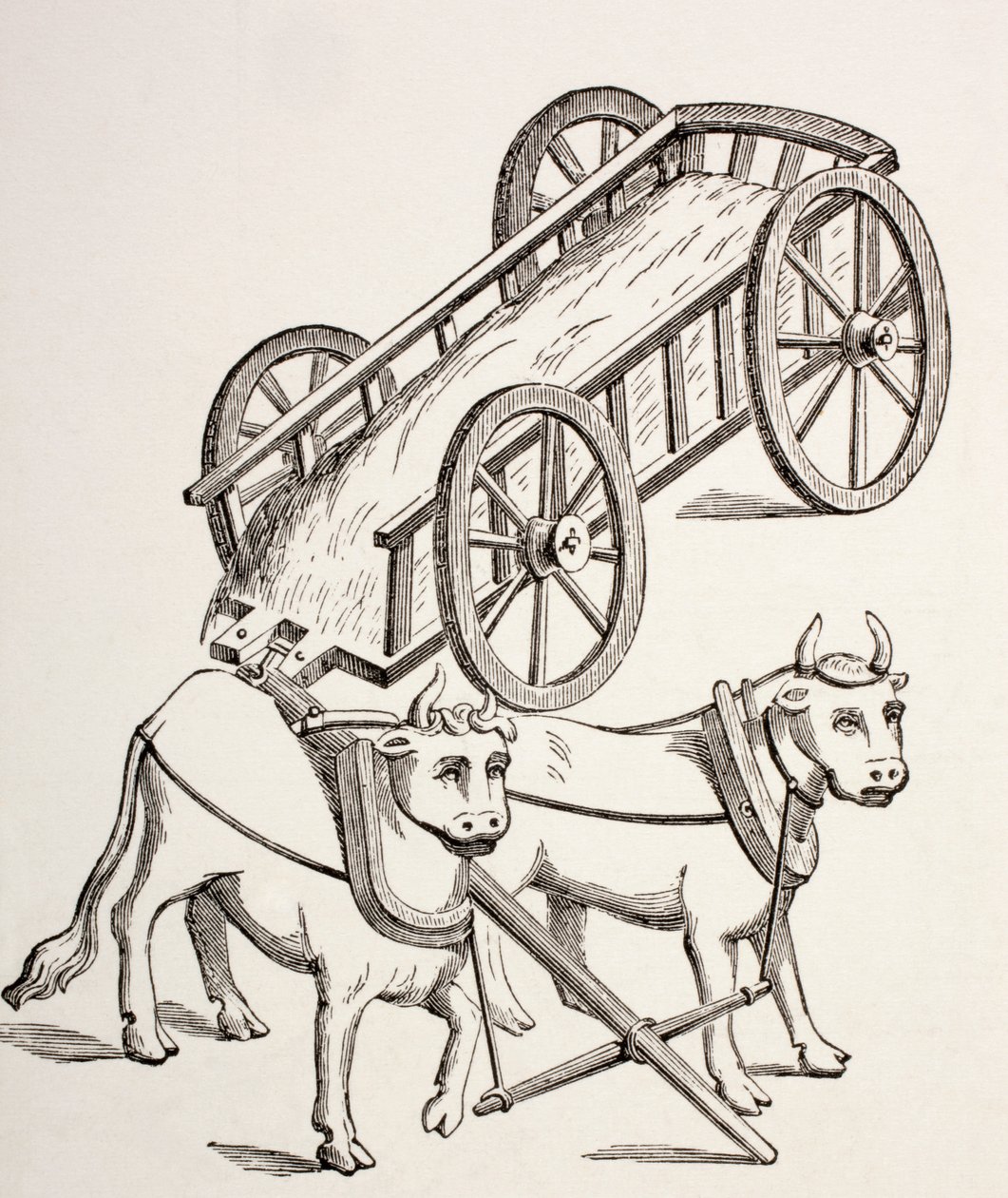 15世纪的牛车画，来自&39;Les Arts au Moyen Age&39;，1873年出版 作者 法语学校