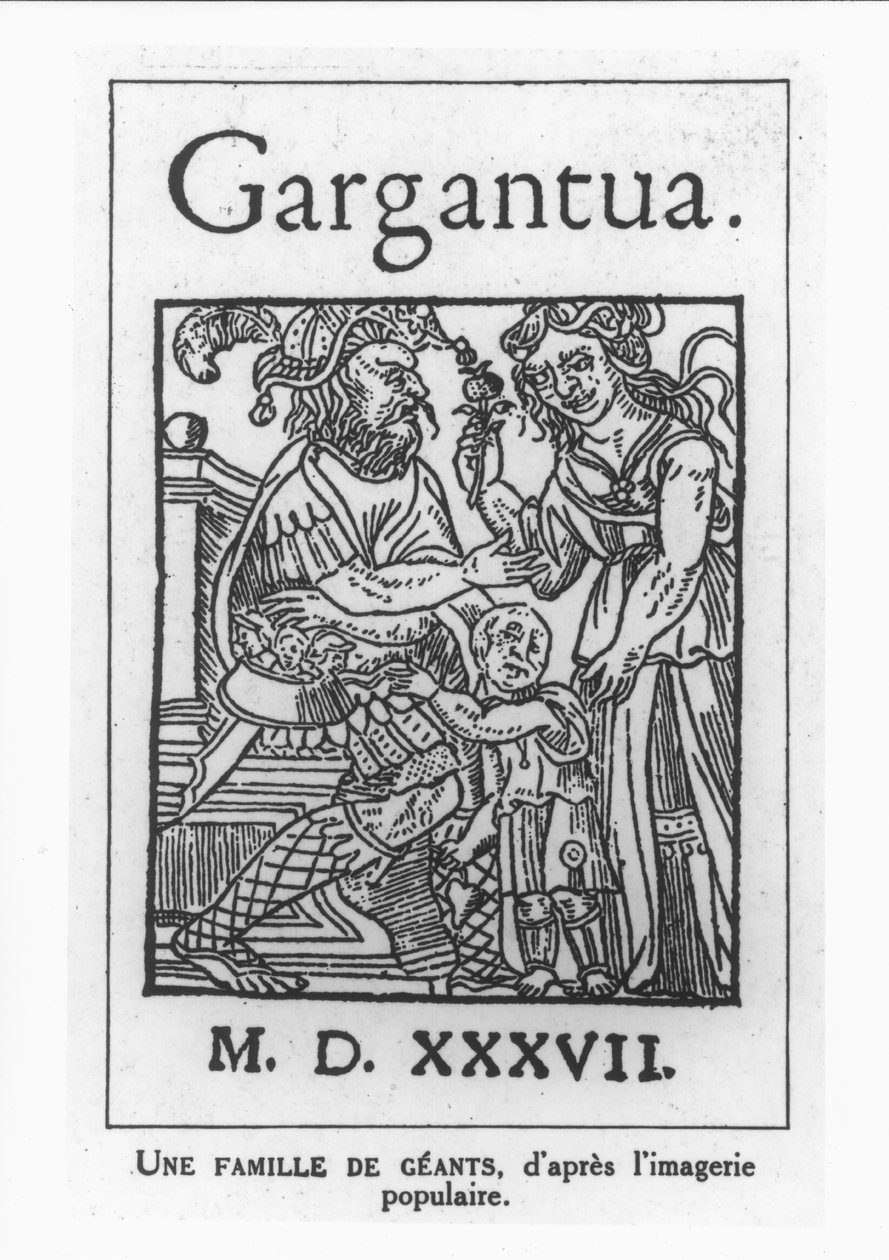 巨人家族，来自&39;Gargantua&39;的插图来自Francois Rabelais（c.1483-1553）1537（xylograph） 作者 法语学校