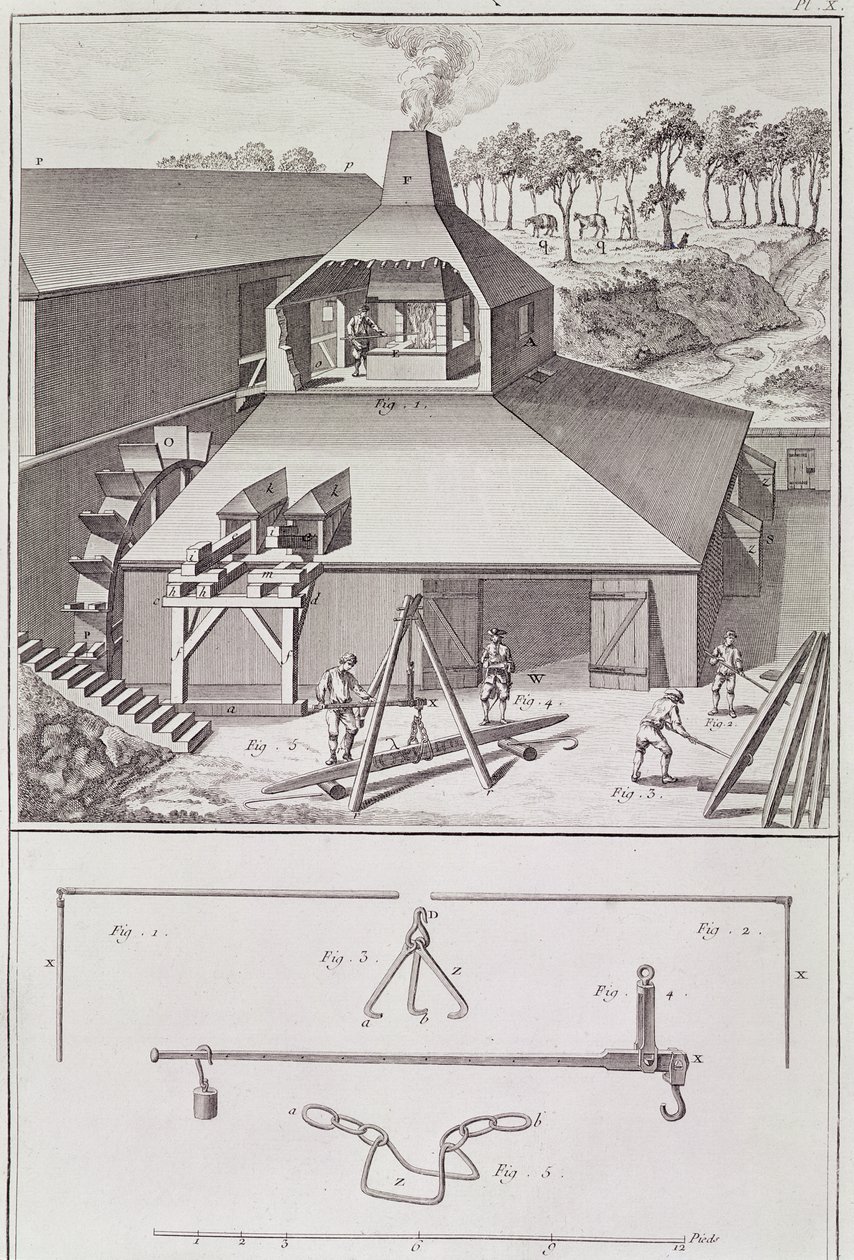 一个伪造，来自丹尼斯狄德罗的“百科全书”插图（1713-84） 作者 法语学校
