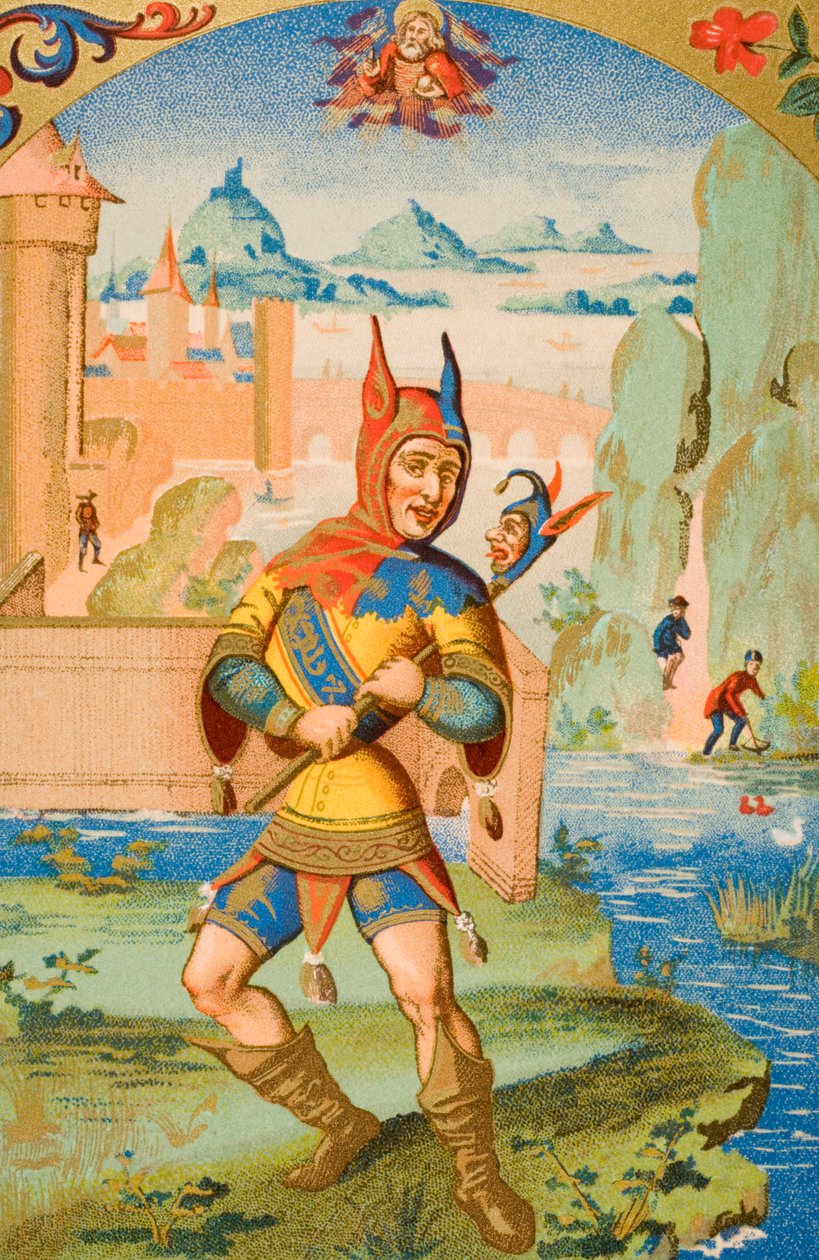 法院傻瓜，复制了15世纪手稿中的缩影，来自Paul Lacroix（1806-84）的“Le Moyen Age et La Renaissance”1847年出版 作者 法语学校