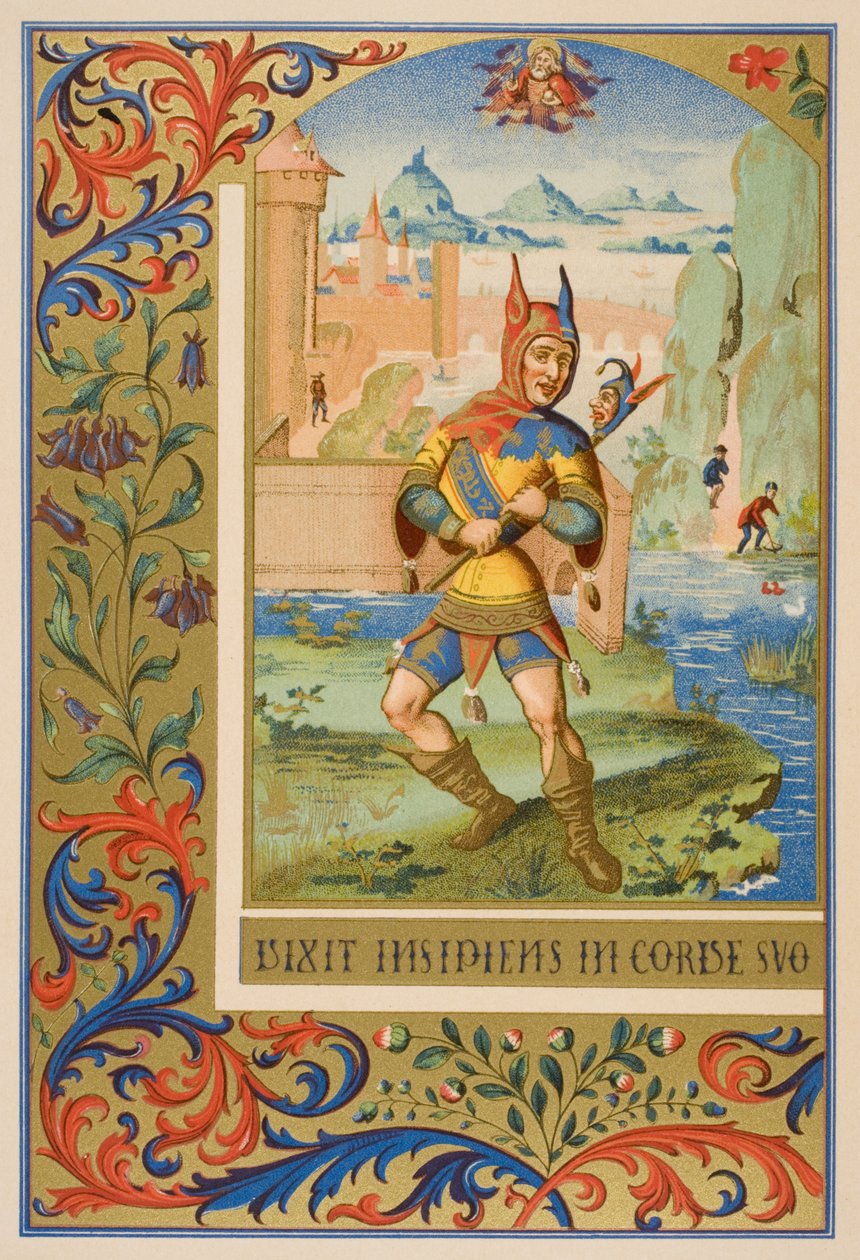 法院傻瓜，复制了15世纪手稿中的缩影，来自Paul Lacroix（1806-84）的“Le Moyen Age et La Renaissance”1847年出版 作者 法语学校