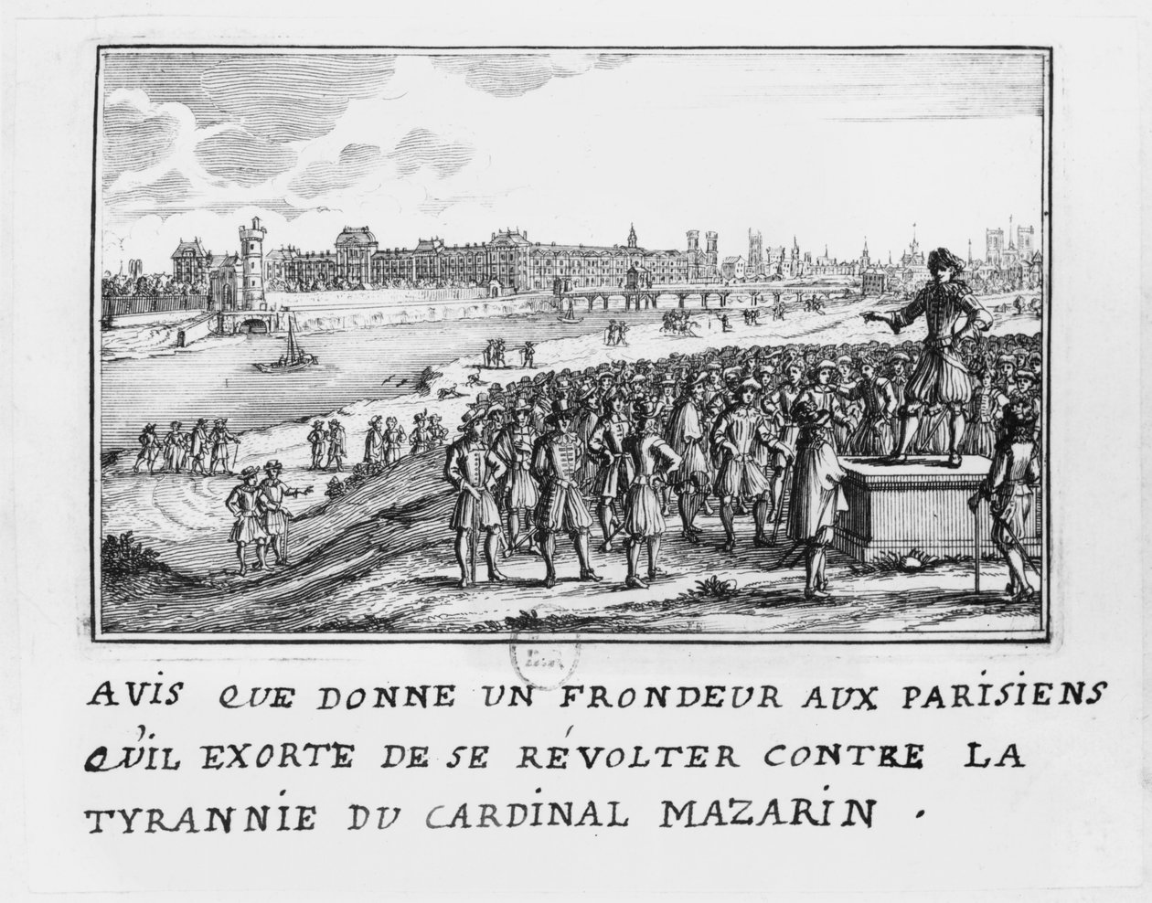 1649年1月6日，一名Fronde人劝告巴黎人起来反抗红衣主教Mazarin的暴政 作者 法语学校