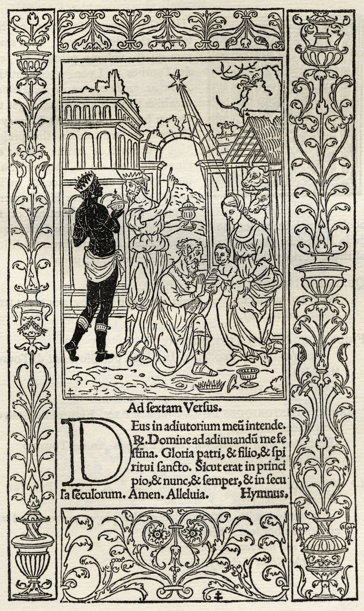 国王的崇拜，来自“雕刻，蚀刻和木刻的收藏目录”，作者Richard Fisher，1879年出版 作者 法语学校