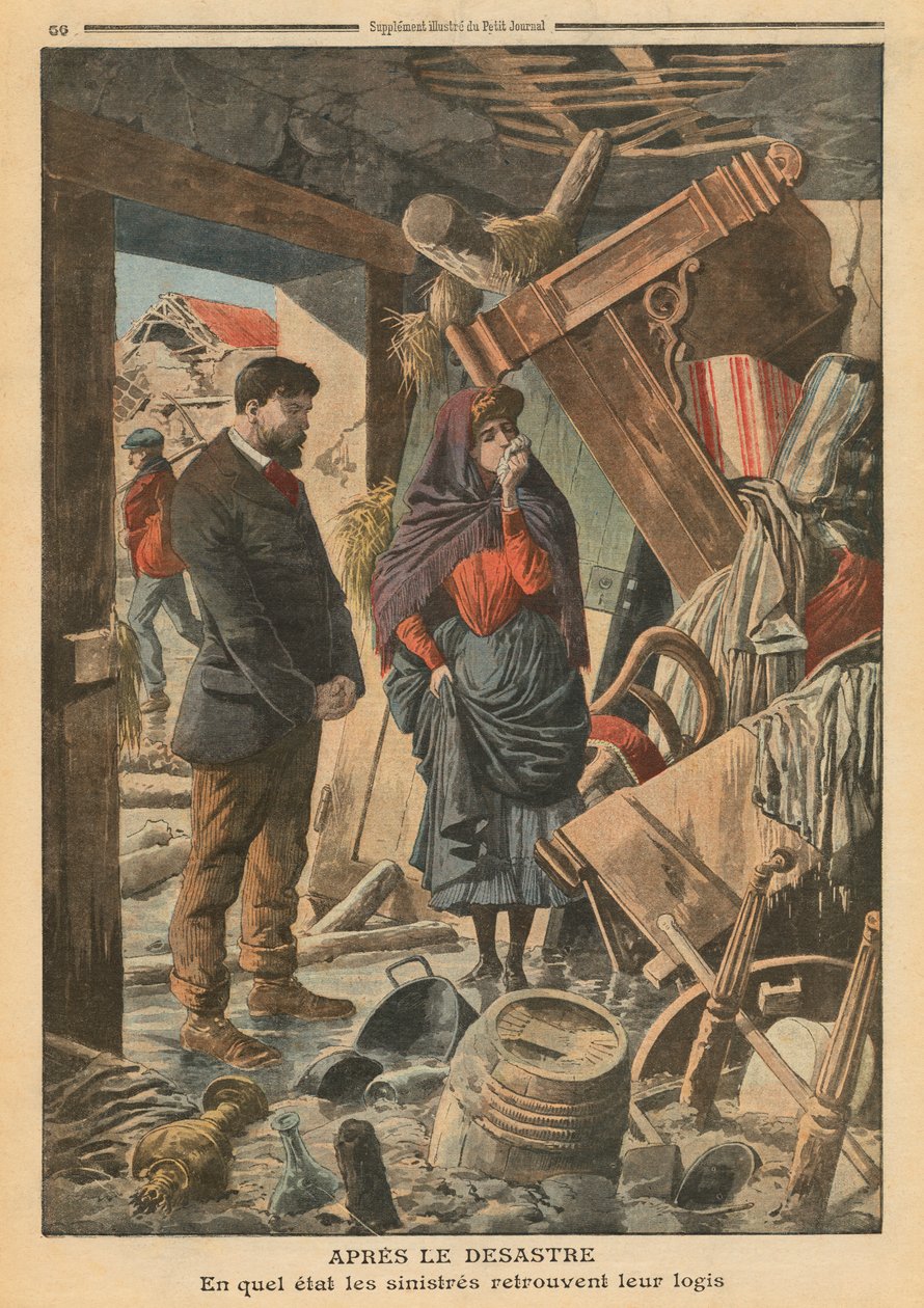 灾难发生后，插图来自&39;Le Petit Journal&39;，补充说明，1910年2月13日 作者 法语学校