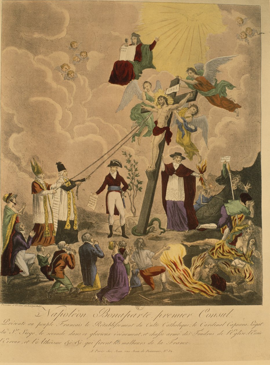 1802年拿破仑·波拿巴担任第一任领事，1802年在法国重建天主教的寓言 作者 法语学校