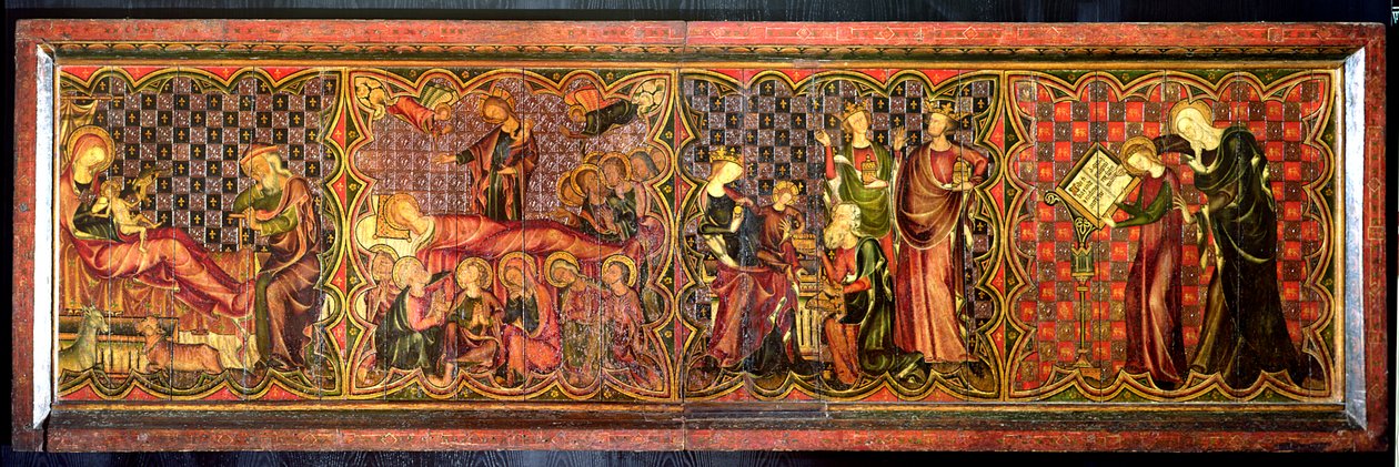 祭坛正面描绘圣母的生命，c.1300（面板上的蛋彩画） 作者 法语学校
