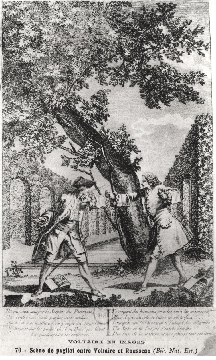 Jean-Jacques Rousseau（1712-78）与伏尔泰（1694-1778）之间的争论 作者 法语学校