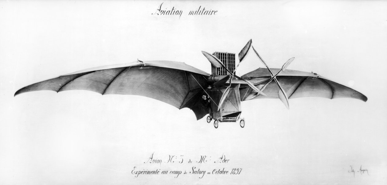 Avion III，&39;The Bat&39;，由Clement Ader（1841-1925）在Satory军营设计，1897年10月 作者 法语学校