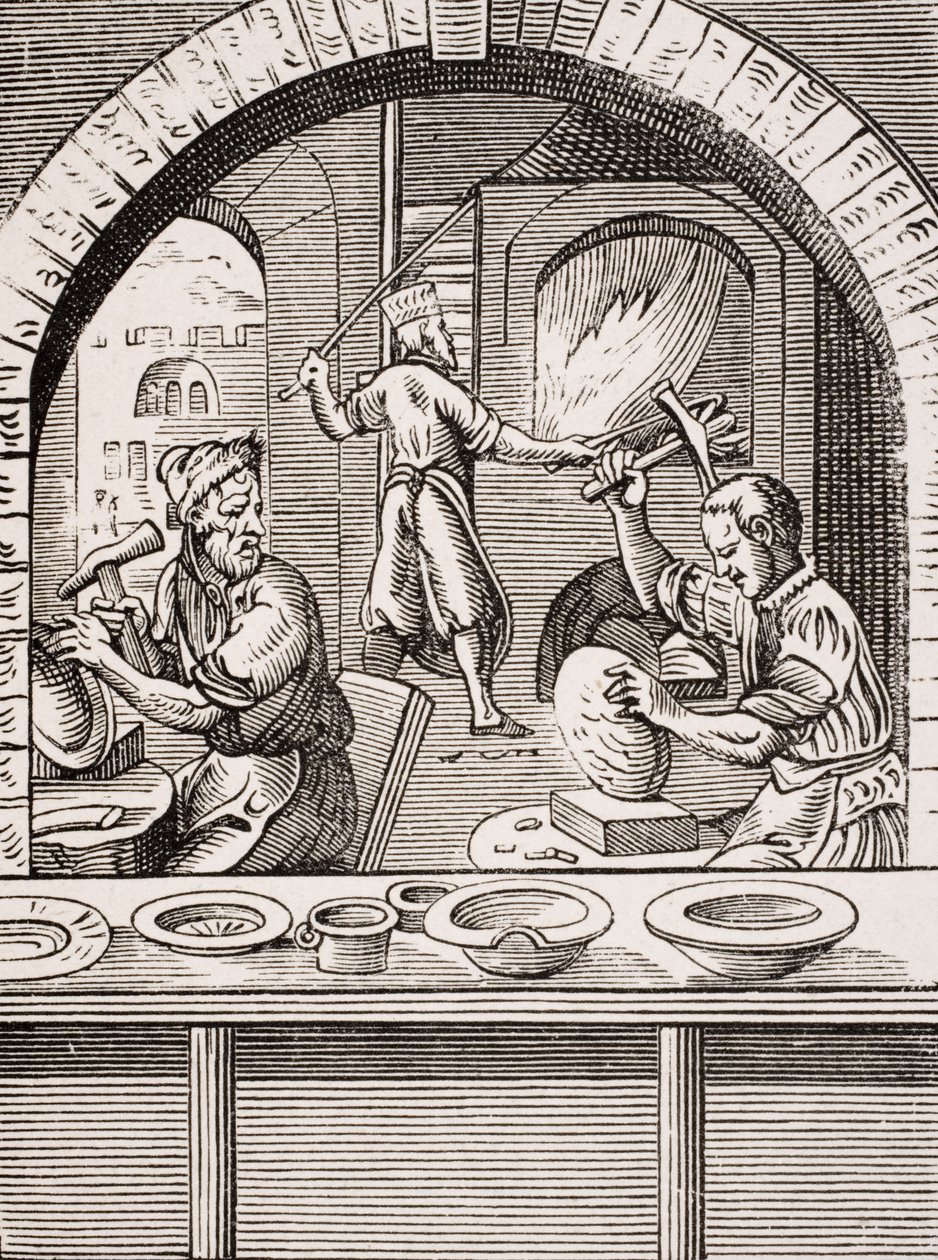 盆地制造者，由Jost Amman（1539-91）从&39;中世纪和文艺复兴&39;中由Paul Lacroix（1806-84）复制木刻，1847年出版 作者 法语学校