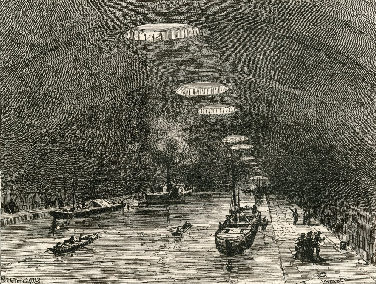巴黎圣马丁运河，从城市东部经过，由Samuel G. Green牧师的“法国图片”出版，1878年出版 作者 法语学校