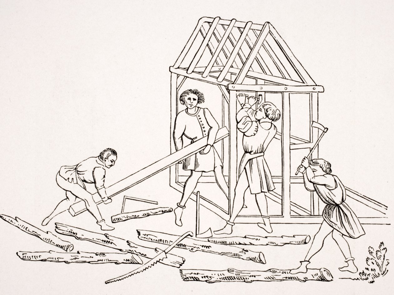 木匠，15世纪手稿中的缩影，“中世纪和文艺复兴时期的遗嘱”，由Paul Lacroix（1806-84）出版，1847年出版 作者 法语学校
