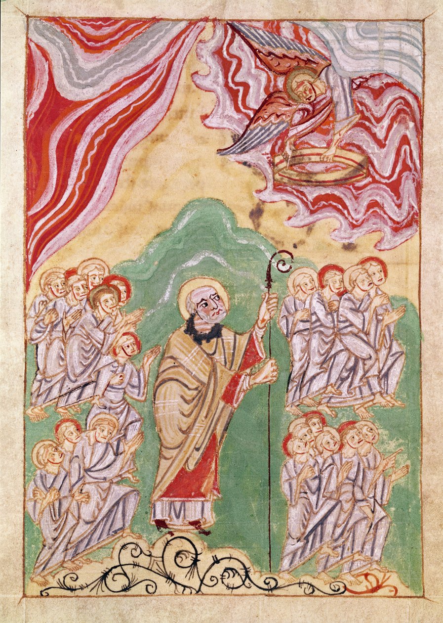 天体迁徙，来自“圣阿曼的生活和奇迹”，c.1075 作者 法语学校