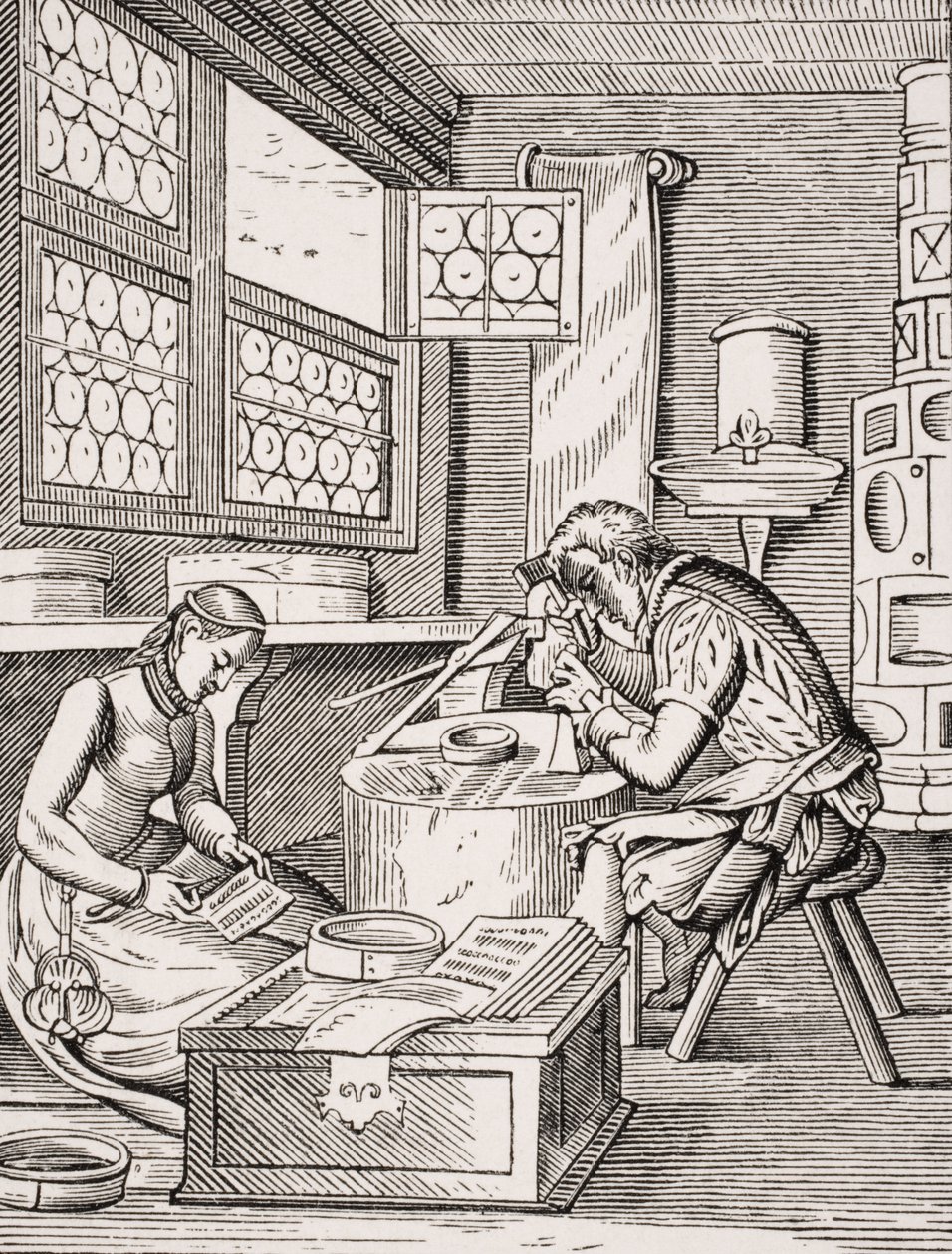 Clasp Maker，由Jost Amman（1539-91）从&39;中世纪和文艺复兴&39;中由Paul Lacroix（1806-84）复制木刻，1847年出版 作者 法语学校