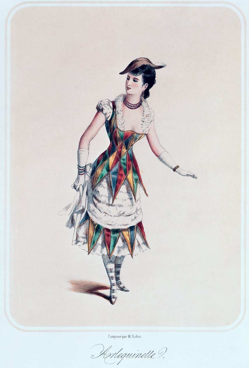 女性丑角的服装设计，c.1880 作者 法语学校