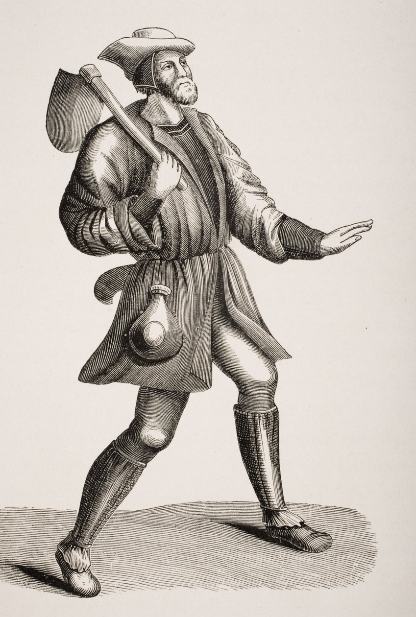 一个农民的服装，经过15世纪的缩影，来自Paul Lacroix（1806-84）的“Le Moyen Age et La Renaissance”1847年出版 作者 法语学校
