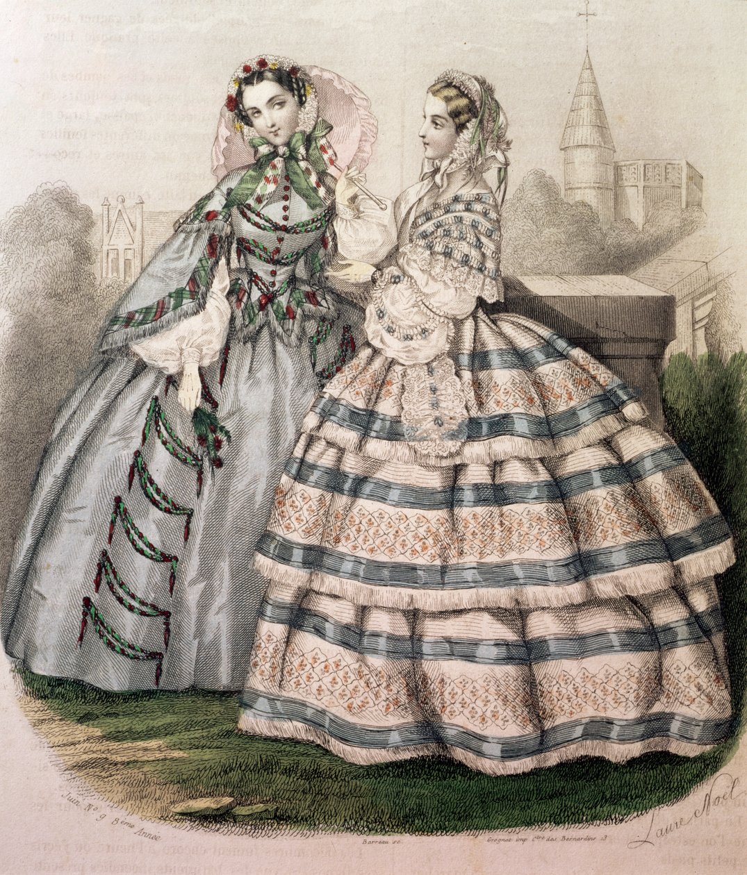 1858年的Day Dress，由Barreau雕刻 作者 法语学校