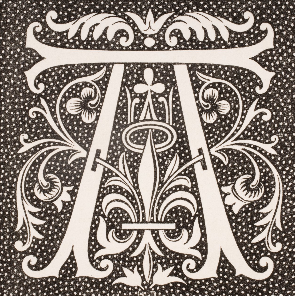 装饰字母&39;A&39;，来自&39;中世纪和文艺复兴&39;由Paul Lacroix（1806-84）出版1847年 作者 法语学校