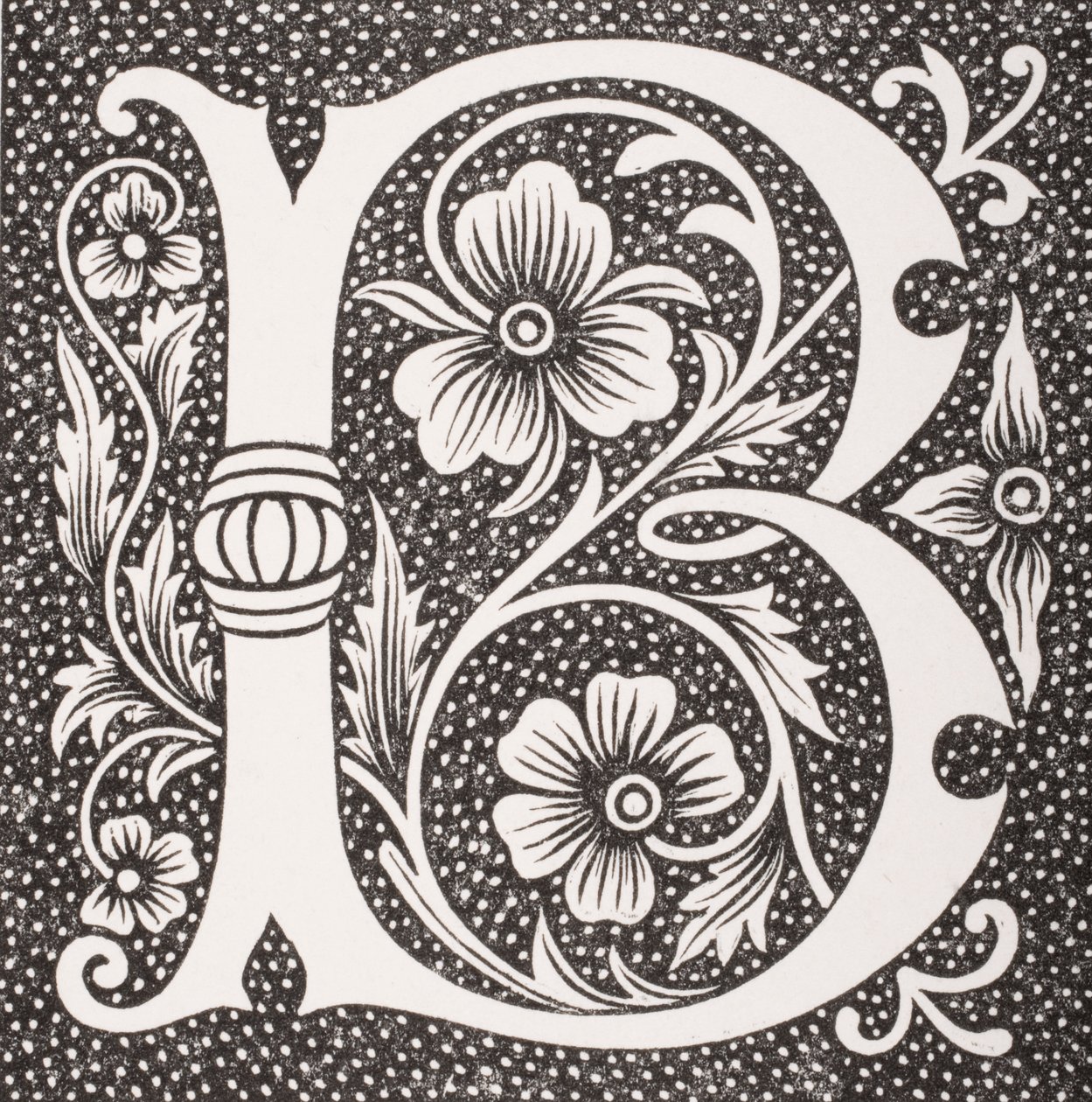装饰字母&39;B&39;，来自&39;中世纪和文艺复兴&39;的Paul Lacroix（1806-84）于1847年出版 作者 法语学校