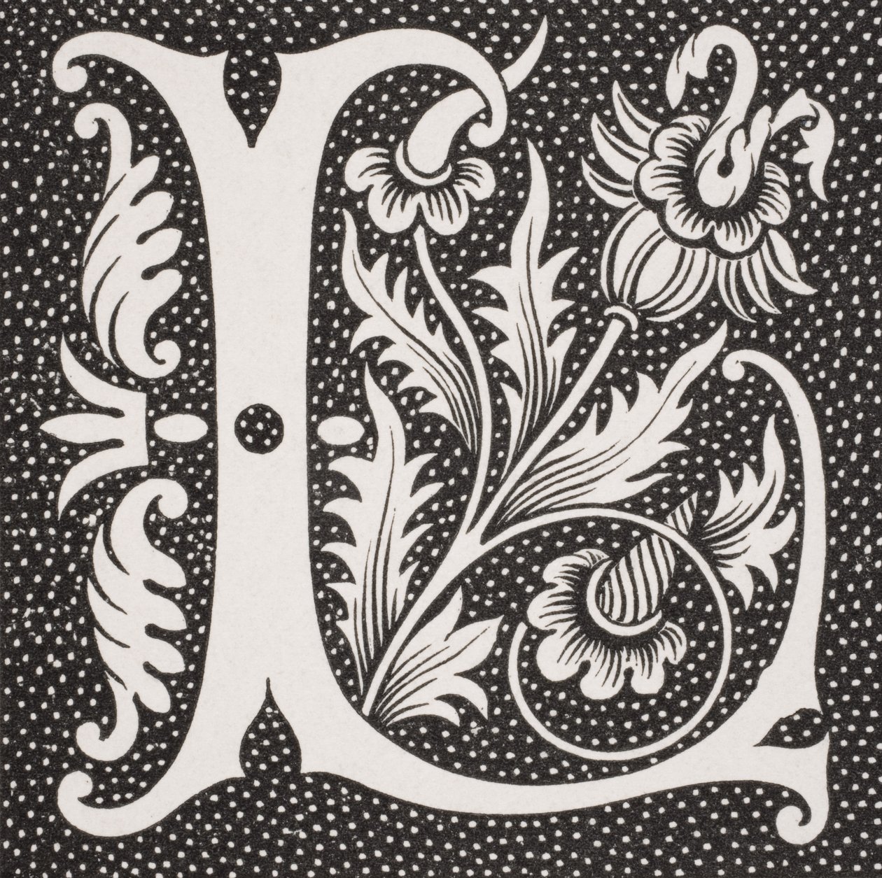 装饰字母&39;L&39;，来自&39;中世纪和文艺复兴时期&39;的Paul Lacroix（1806-84）于1847年出版 作者 法语学校