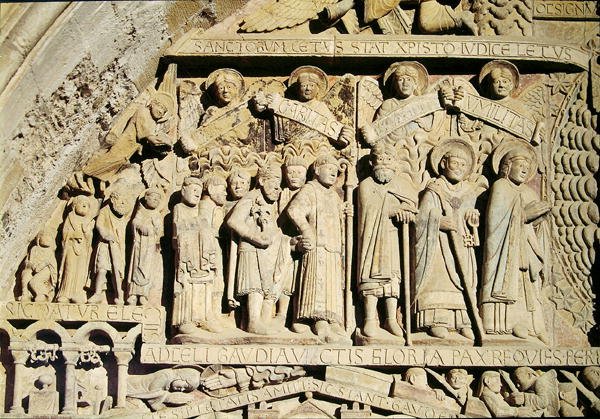 关于西门户鼓室的最后审判的细节，c.1140 作者 法语学校