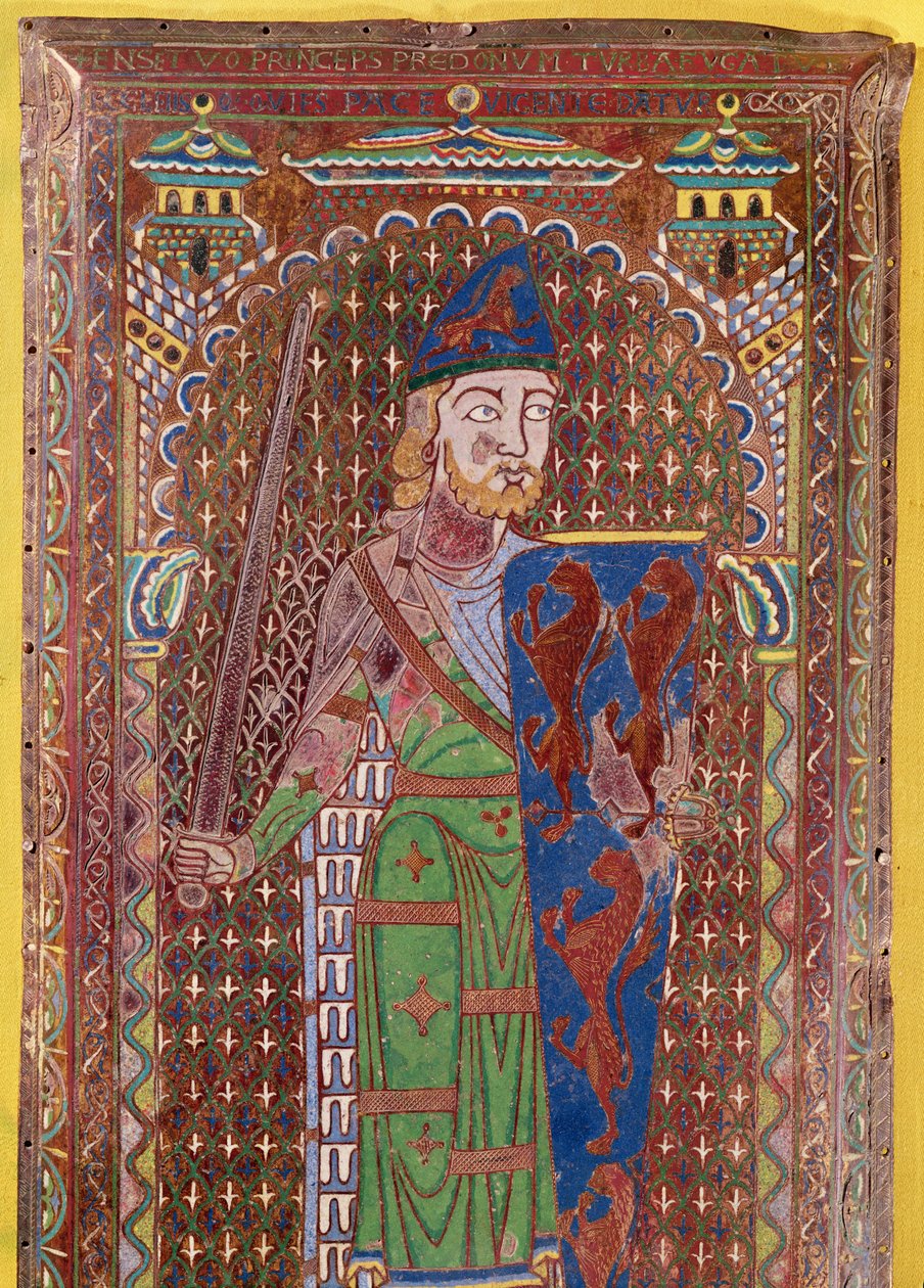 Geoffrey Plantagenet墓碑的细节，c.1151-55（镀金铜上的珐琅）（另见179331） 作者 法语学校