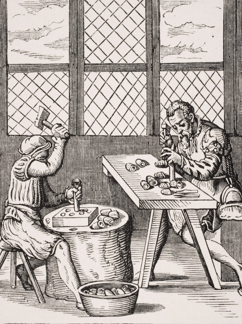 骰子制造者，由Jost Amman（1539-91）从&39;中世纪和文艺复兴&39;中由Paul Lacroix（1806-84）复制木版画1847年出版 作者 法语学校