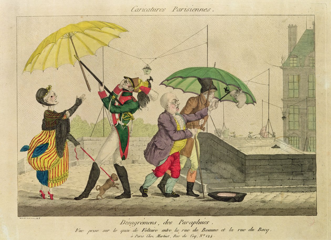 遮阳伞的分歧，来自&39;Caricatures Parisiennes&39; 作者 法语学校
