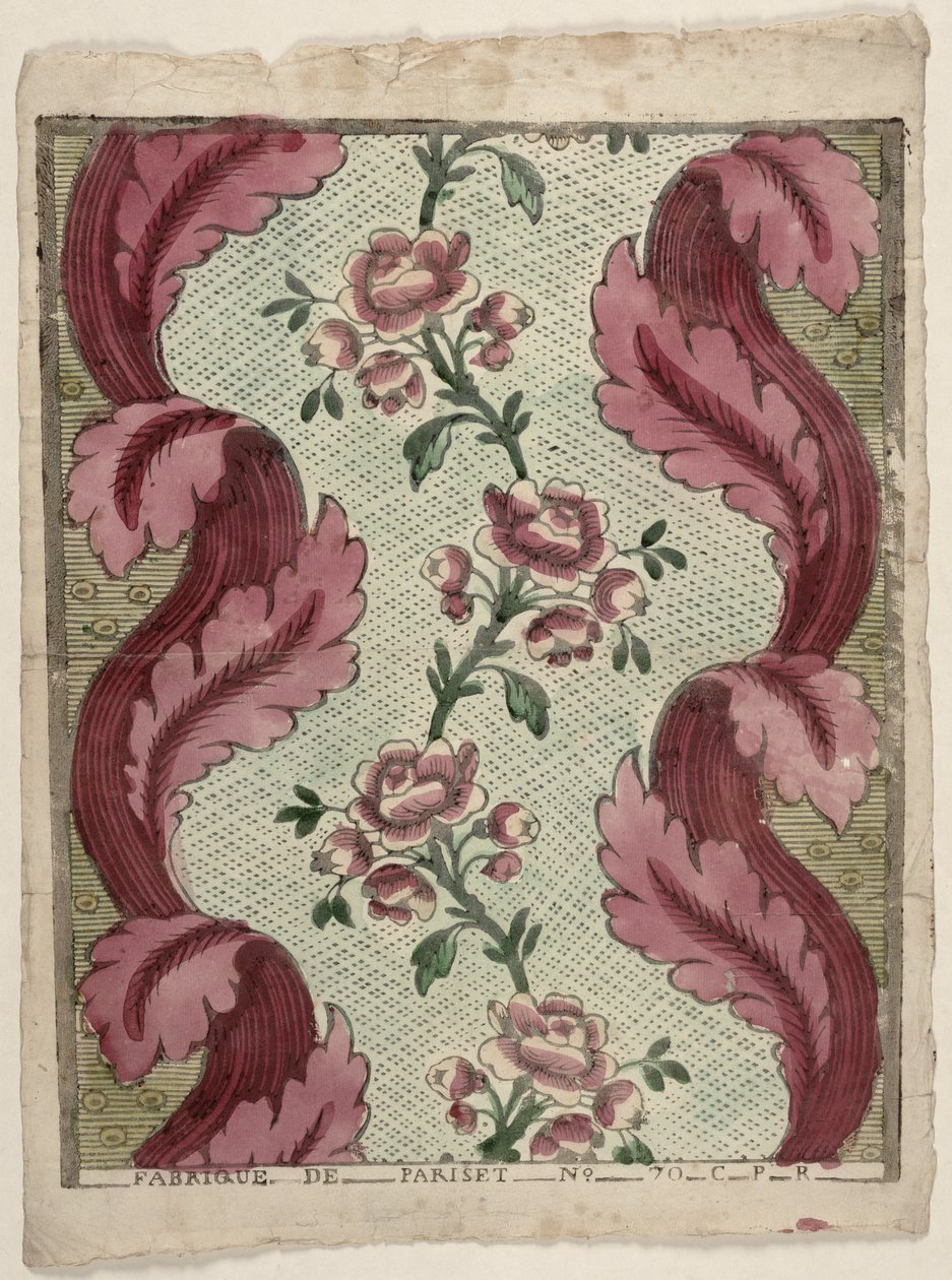 多米诺纸，玫瑰等级，由Pariset，Lyon生产，1760-70 作者 法语学校