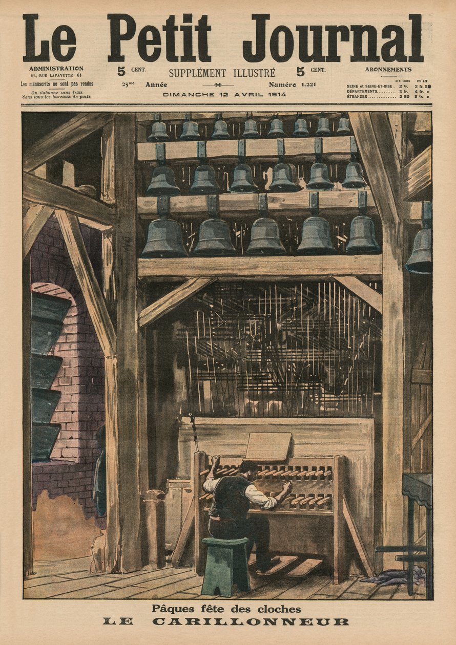 复活节，铃声，来自&39;Le Petit Journal&39;的封面插图，补充illustre，1914年4月12日 作者 法语学校