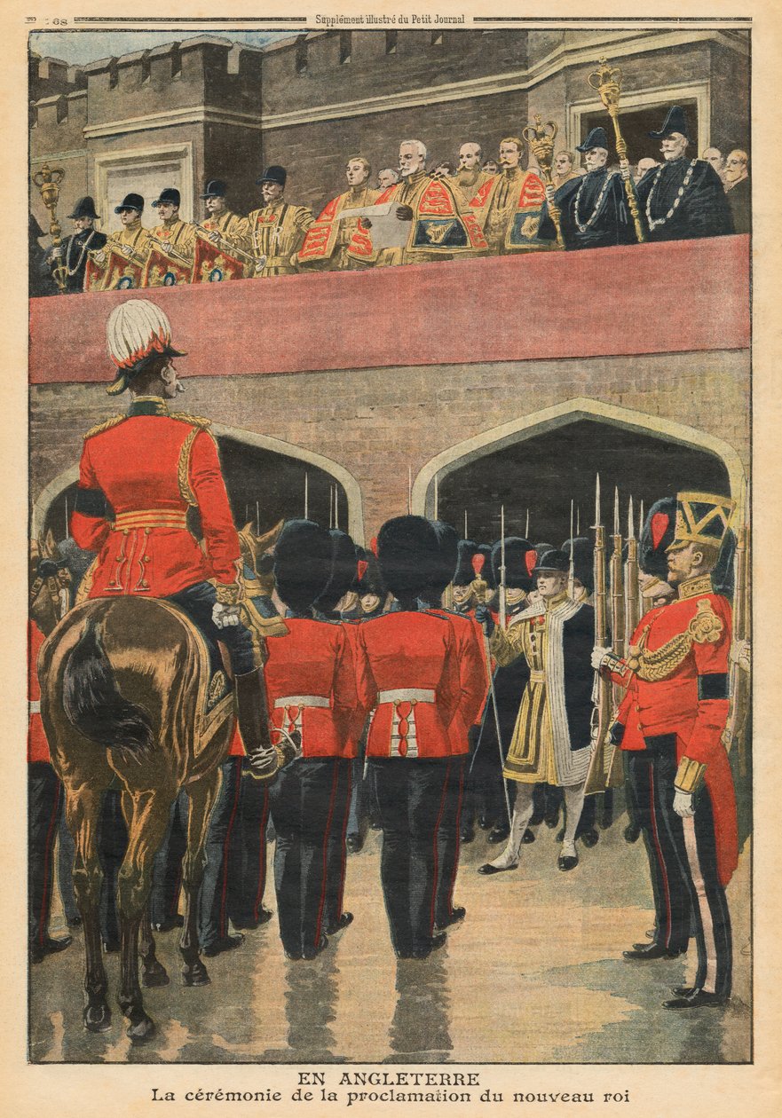 英国，宣布新的国王乔治五世，插图来自&39;Le Petit Journal&39;，补充illustre，1910年5月22日 作者 法语学校