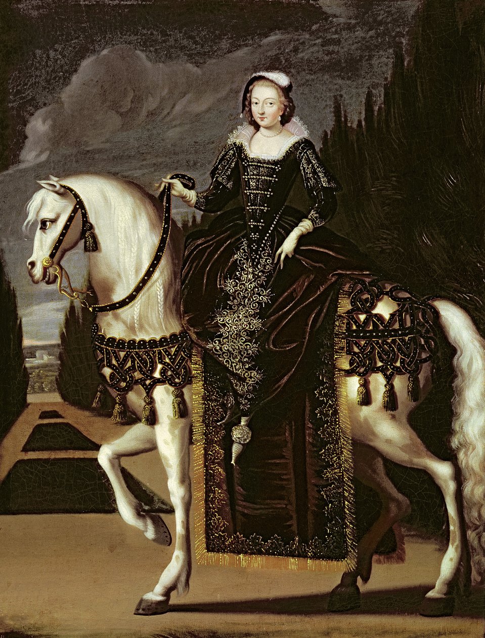 Marie de Medici的马术肖像（1573-1642） 作者 法语学校
