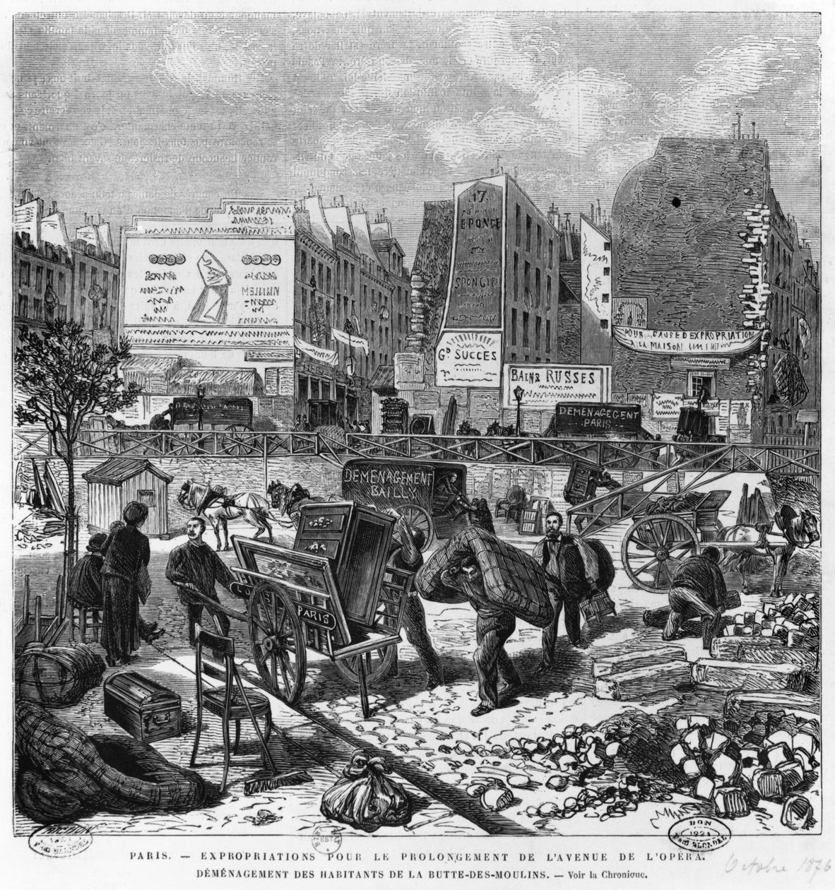 1876年10月，在街道大道的延伸期间征用，居民从Butte des Moulins搬迁 作者 法语学校