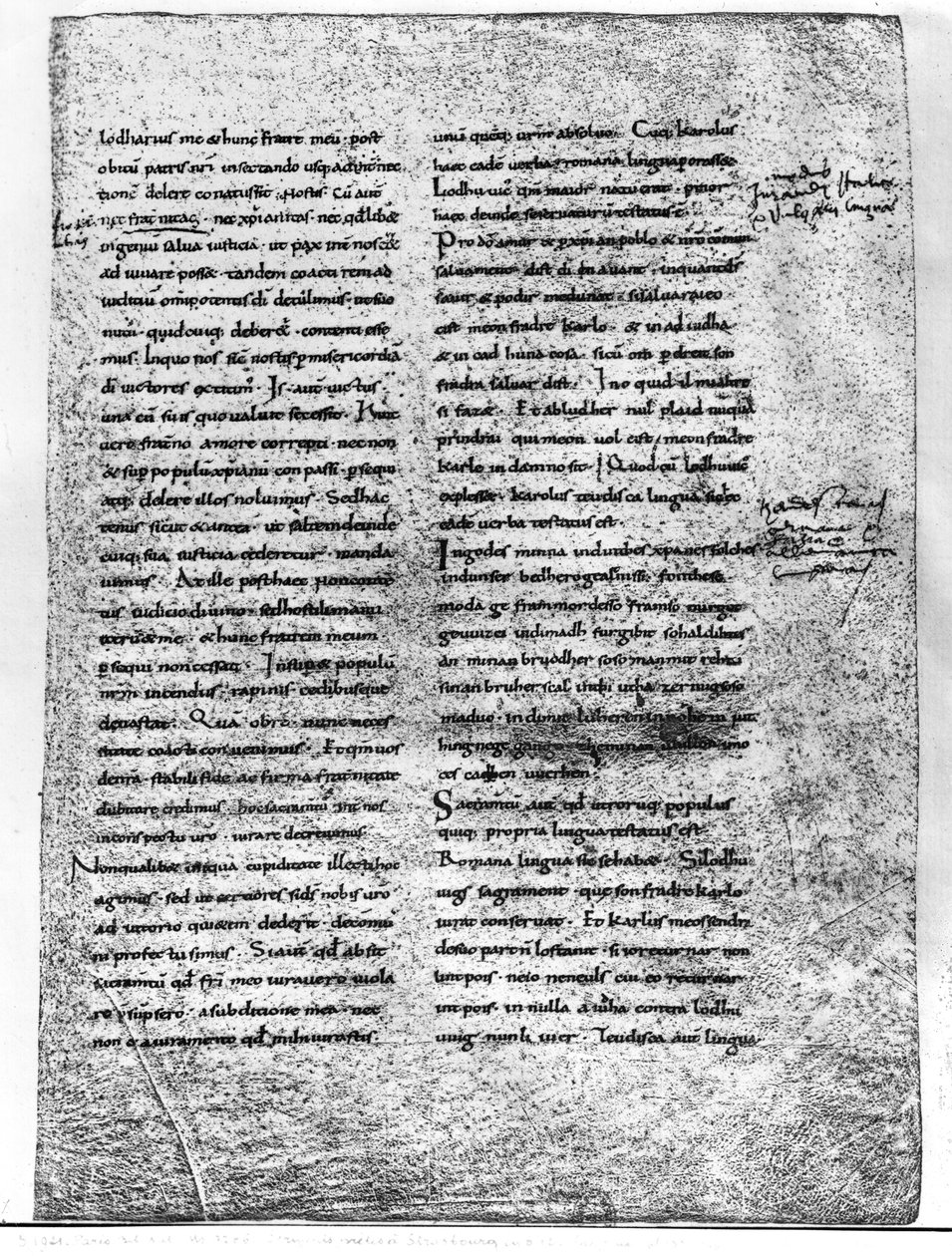 9786号传真的传真副本fol.135斯特拉斯堡的誓言，由查尔斯秃头（823-877）和德国路易斯（c.804-876）842宣誓 作者 法语学校