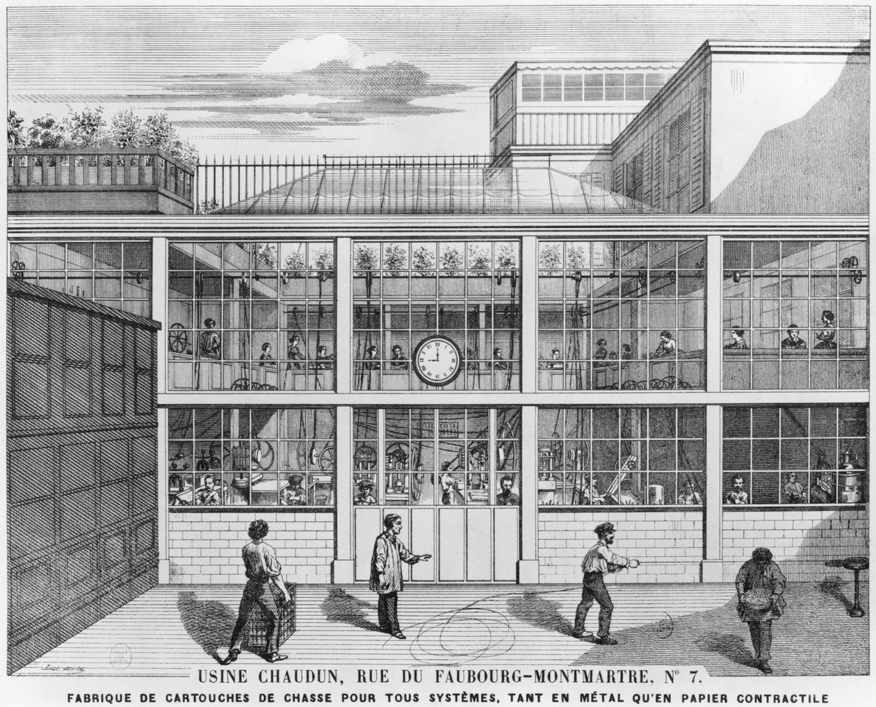 霰弹枪工厂，Usine Chaudun，巴黎rue du Faubourg Montmartre 7，由Luc（19世纪）雕刻 作者 法语学校
