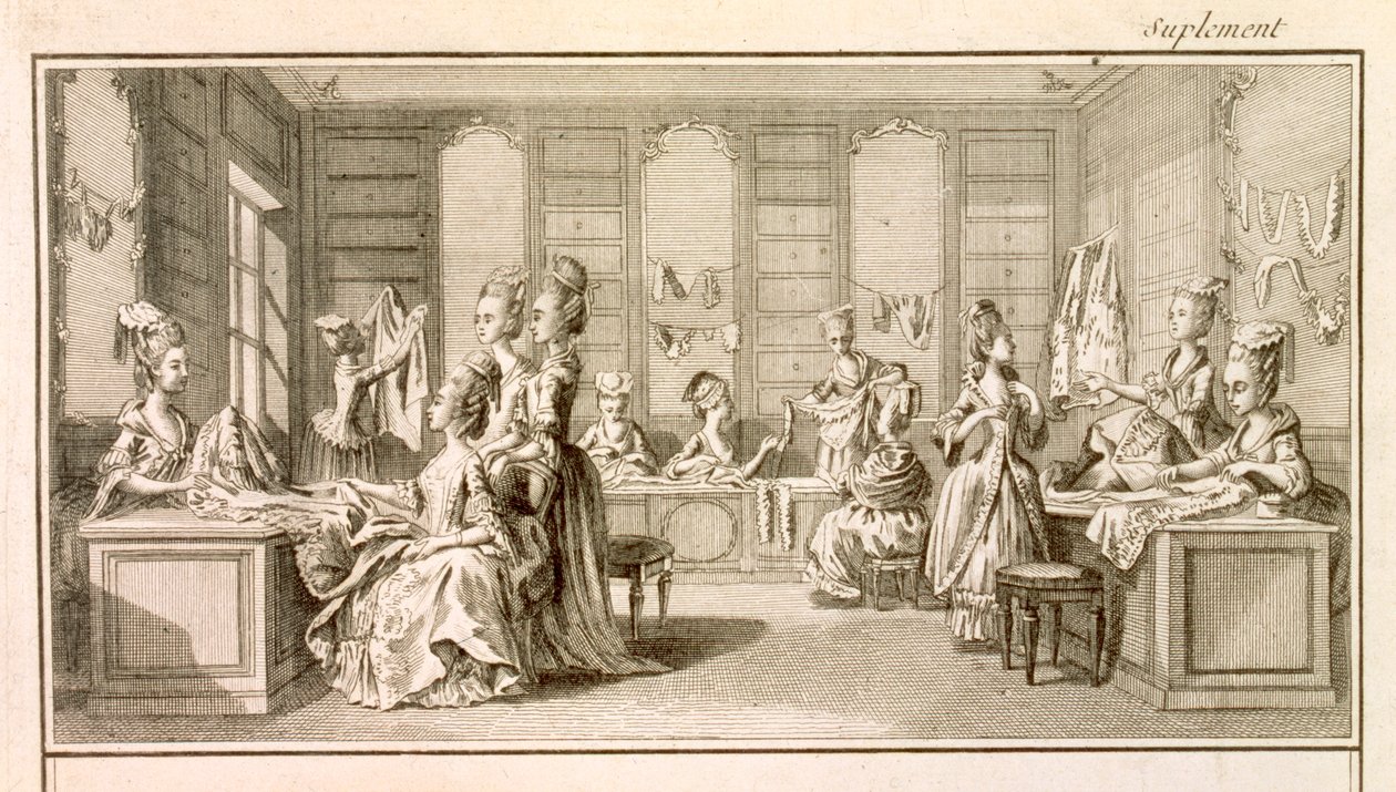时装店，来自Denis Diderot（1713-84）的“Encyclopedia”，出版于1770年 作者 法语学校